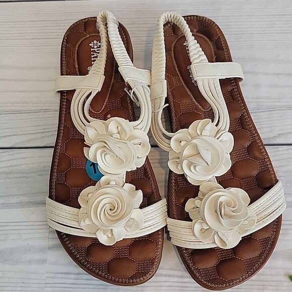 Patrizia By Spring Step Cream Floral Sandals Womens Size 9.5/10 (40) - Picture 2 of 12